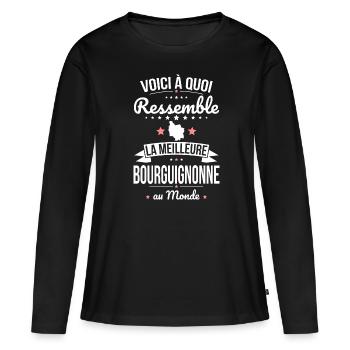 Voici à quoi ressemble la meilleure Bourguignonne - T-shirt manches longues Premium bio Femme - noir - Devant - Julia (174cm)