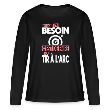 Ce dont j'ai besoin c'est de faire du Tir à l'arc - T-shirt manches longues Premium bio Femme - noir - Devant - Julia (174cm)