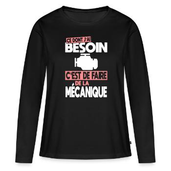 Ce dont j'ai besoin c'est de faire de la Mécanique - T-shirt manches longues Premium bio Femme - noir - Devant - Julia (174cm)