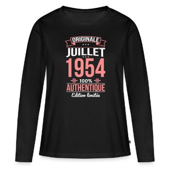 Anniversaire 70 ans - Originale - Juillet 1954 - T-shirt manches longues Premium bio Femme - noir - Devant - Julia (174cm)