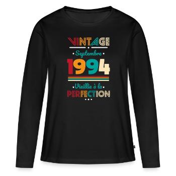 30 Years Anniversary - Vintage - September 1994 - Women's Premium Organic Long Sleeve Shirt - black - Front - Julia (174cm)