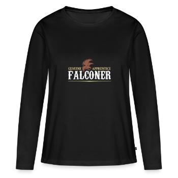 fauconnerie citation pub chasse - T-shirt manches longues Premium bio Femme - noir - Devant - Julia (174cm)