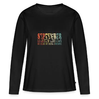 Septembre 1963 Anniversaire Septembre 1963 Septembre - T-shirt manches longues Premium bio Femme - noir - Devant - Julia (174cm)