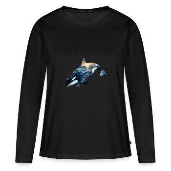 Süßes Orca Design – Lustiger Killerwal für Kinder, - Frauen Premium Bio Langarmshirt - Schwarz - Vorne - Julia (174cm)