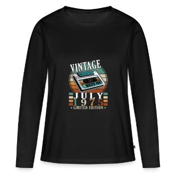 50. Geburtstag Kassette Juli Jahrgang 1975 - Frauen Premium Bio Langarmshirt - Schwarz - Vorne - Julia (174cm)