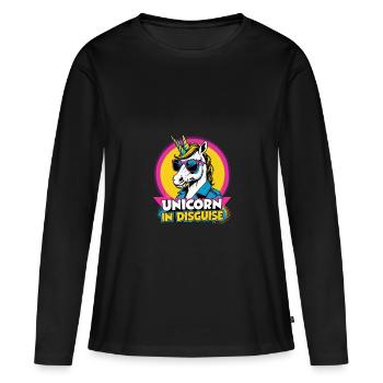 Je suis une licorne déguisée - T-shirt manches longues Premium bio Femme - noir - Devant - Julia (174cm)