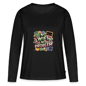 no wifi no problem - Women's Premium Organic Long Sleeve Shirt - black - Front - Julia (174cm)