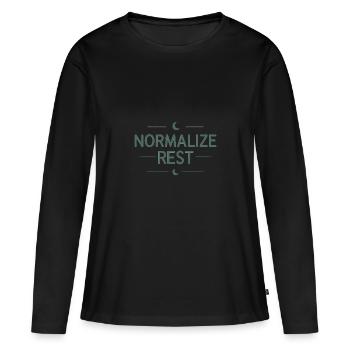 FAITES UNE PAUSE - TIME OUT RELAXATION DICTONS - T-shirt manches longues Premium bio Femme - noir - Devant - Julia (174cm)
