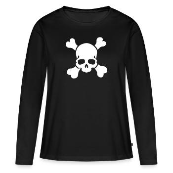 Jolly Roger tête de mort Jolly Roger - T-shirt manches longues Premium bio Femme - noir - Devant - Julia (174cm)