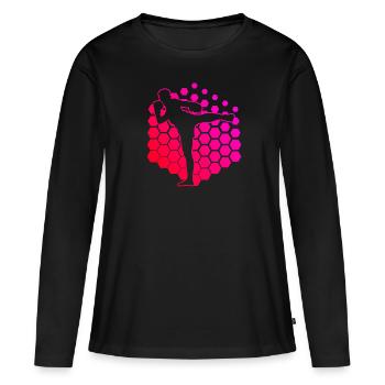 Muay Thai Boxe Thaï Hommes Boxe Thaï Boxeur Thaï - T-shirt manches longues Premium bio Femme - noir - Devant - Julia (174cm)