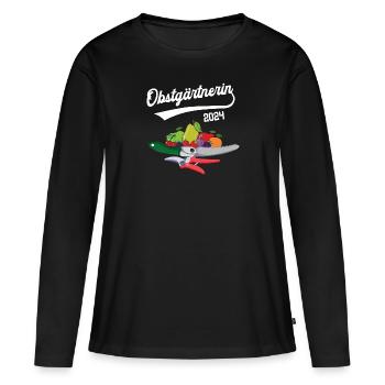 Obstgärtnerin 2024 Ausbildung Prüfung Obstgärtner - Frauen Premium Bio Langarmshirt - Schwarz - Vorne - Julia (174cm)