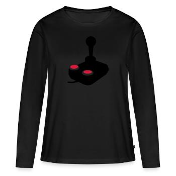 manette jeux video joystick paddle1 - T-shirt manches longues Premium bio Femme - noir - Devant - Julia (174cm)