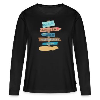 Urlaub - Frauen Premium Bio Langarmshirt - Schwarz - Vorne - Julia (174cm)