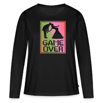 Mariage - jeu terminé. Le jeu est terminé. - T-shirt manches longues Premium bio Femme - noir - Devant - Julia (174cm)