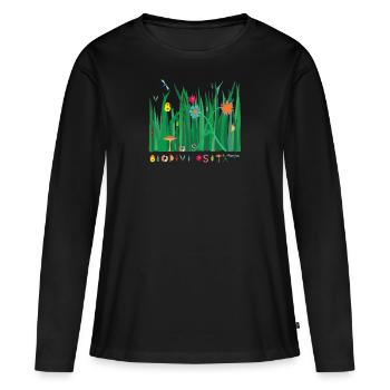Prairie de biodiversité - T-shirt manches longues Premium bio Femme - noir - Devant - Julia (174cm)