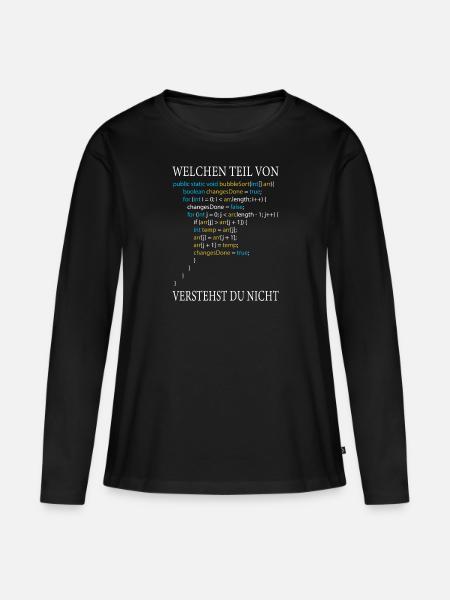 Lustiger Informatiker Spruch Programmierer - Frauen Premium Bio Langarmshirt - Schwarz