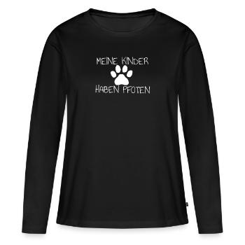 Meine Kinder haben Pfoten Tierfreund Haustier - Frauen Premium Bio Langarmshirt - Schwarz - Vorne - Julia (174cm)