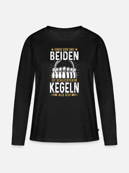 Kegel Einer von Uns ist Schlechter im Kegeln - Frauen Premium Bio Langarmshirt - Schwarz