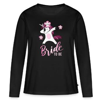 Braut Einhorn Dab JGA Junggesellinnenabschied 1 - Frauen Premium Bio Langarmshirt - Schwarz - Vorne - Julia (174cm)