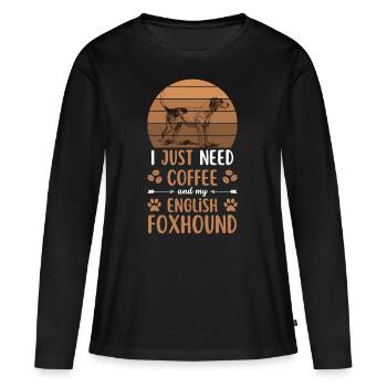 Deutsch Foxhound Coffee Retro Dog Cafe - T-shirt manches longues Premium bio Femme - noir - Devant - Julia (174cm)
