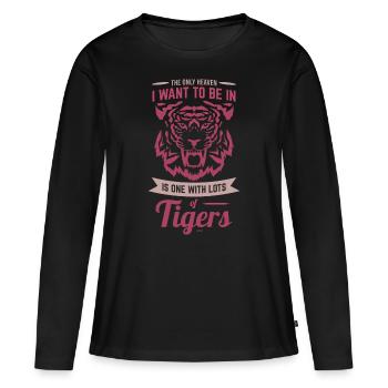 Sky Tiger Asia Cat Dicton - T-shirt manches longues Premium bio Femme - noir - Devant - Julia (174cm)