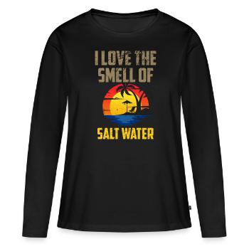 Sommer Sonnenuntergang Ich liebe den Geruch von Strand - Frauen Premium Bio Langarmshirt - Schwarz - Vorne - Julia (174cm)
