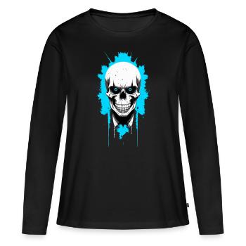 Crâne - T-shirt manches longues Premium bio Femme - noir - Devant - Julia (174cm)