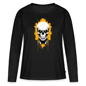 Crâne - T-shirt manches longues Premium bio Femme - noir - Devant - Julia (174cm)
