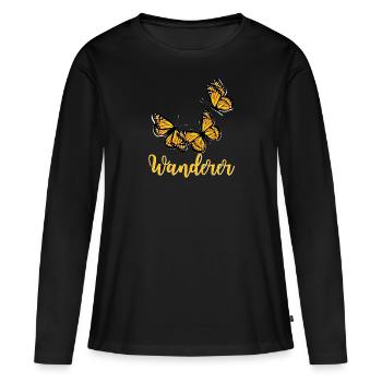 Hikers - Monarch Butterflies - Lepidoptera - Women's Premium Organic Long Sleeve Shirt - black - Front - Julia (174cm)