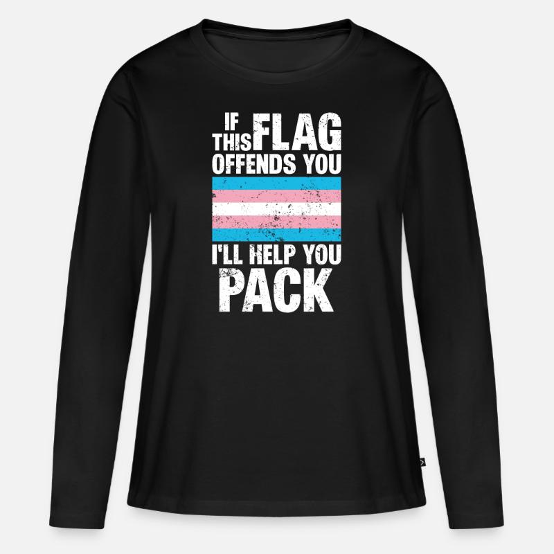 trans tif diese Flagge beleidigt dich Ich helfe dir beim Packen - Frauen Premium Bio Langarmshirt - Schwarz