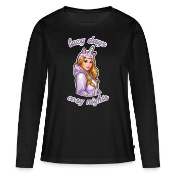 Cute anime girl lazy days, cosy nights - Women's Premium Organic Long Sleeve Shirt - black - Front - Julia (174cm)