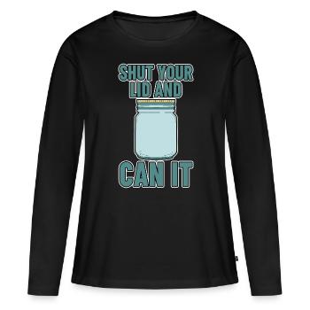 Fermez votre couvercle et peut-il 2 - T-shirt manches longues Premium bio Femme - noir - Devant - Julia (174cm)