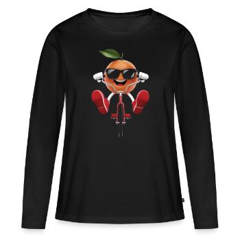 Mandarin Radfahren auf dem Fahrrad Geschenk - Frauen Premium Bio Langarmshirt - Schwarz - Vorne - Julia (174cm)