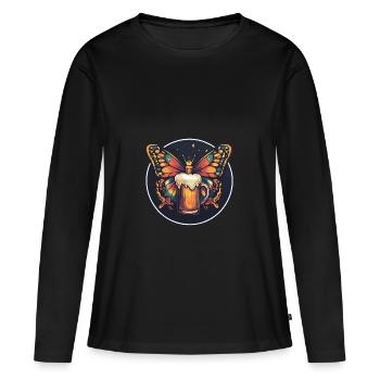 Bière Butterfly - T-shirt manches longues Premium bio Femme - noir - Devant - Julia (174cm)