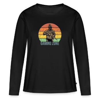 Drôle de sort zone de jeu zone - T-shirt manches longues Premium bio Femme - noir - Devant - Julia (174cm)