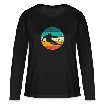 Cadeau de ski vintage pour les skieurs Sports d’hiver - T-shirt manches longues Premium bio Femme - noir - Devant - Julia (174cm)