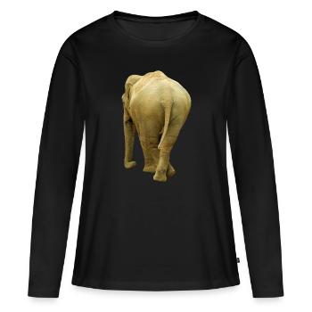 Elephant walking away - Women's Premium Organic Long Sleeve Shirt - black - Front - Julia (174cm)