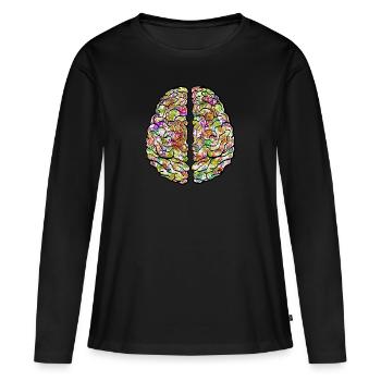 Cerveau, cerveau coloré, - T-shirt manches longues Premium bio Femme - noir - Devant - Julia (174cm)