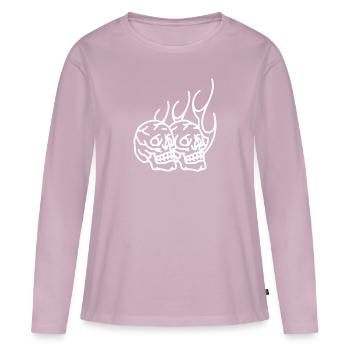 Crânes - T-shirt manches longues Premium bio Femme - rose poudré - Devant - Julia (174cm)