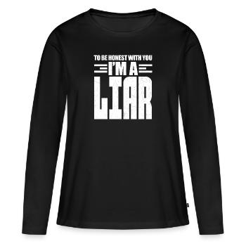 Pour être honnête, je suis un menteur - T-shirt manches longues Premium bio Femme - noir - Devant - Julia (174cm)