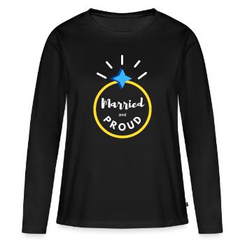 marié et fier - T-shirt manches longues Premium bio Femme - noir - Devant - Julia (174cm)