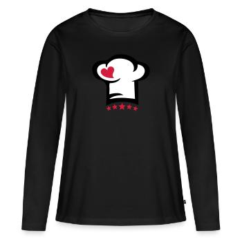 Cuisiner, coeur, chef, cuisine, toque, 5 étoiles - T-shirt manches longues Premium bio Femme - noir - Devant - Julia (174cm)