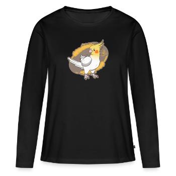 Cockatiel Lutino - T-shirt manches longues Premium bio Femme - noir - Devant - Julia (174cm)