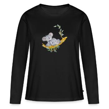 koalas tendresse - T-shirt manches longues Premium bio Femme - noir - Devant - Julia (174cm)
