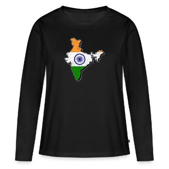Inde - T-shirt manches longues Premium bio Femme - noir - Devant - Julia (174cm)