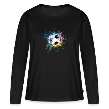 A eau explosion de couleur Splash Design Football - T-shirt manches longues Premium bio Femme - noir - Devant - Julia (174cm)