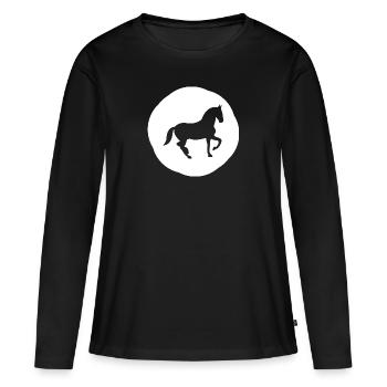cheval - T-shirt manches longues Premium bio Femme - noir - Devant - Julia (174cm)