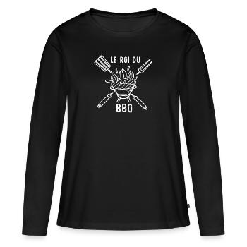 Le Roi Du BBQ , barbecue, grillade - T-shirt manches longues Premium bio Femme - noir - Devant - Julia (174cm)