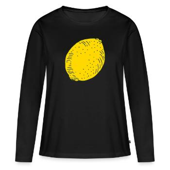 Zitrone - Frauen Premium Bio Langarmshirt - Schwarz - Vorne - Julia (174cm)