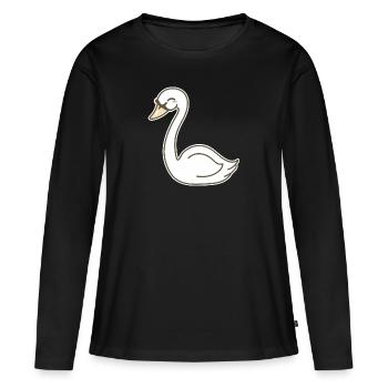 Cygne - T-shirt manches longues Premium bio Femme - noir - Devant - Julia (174cm)